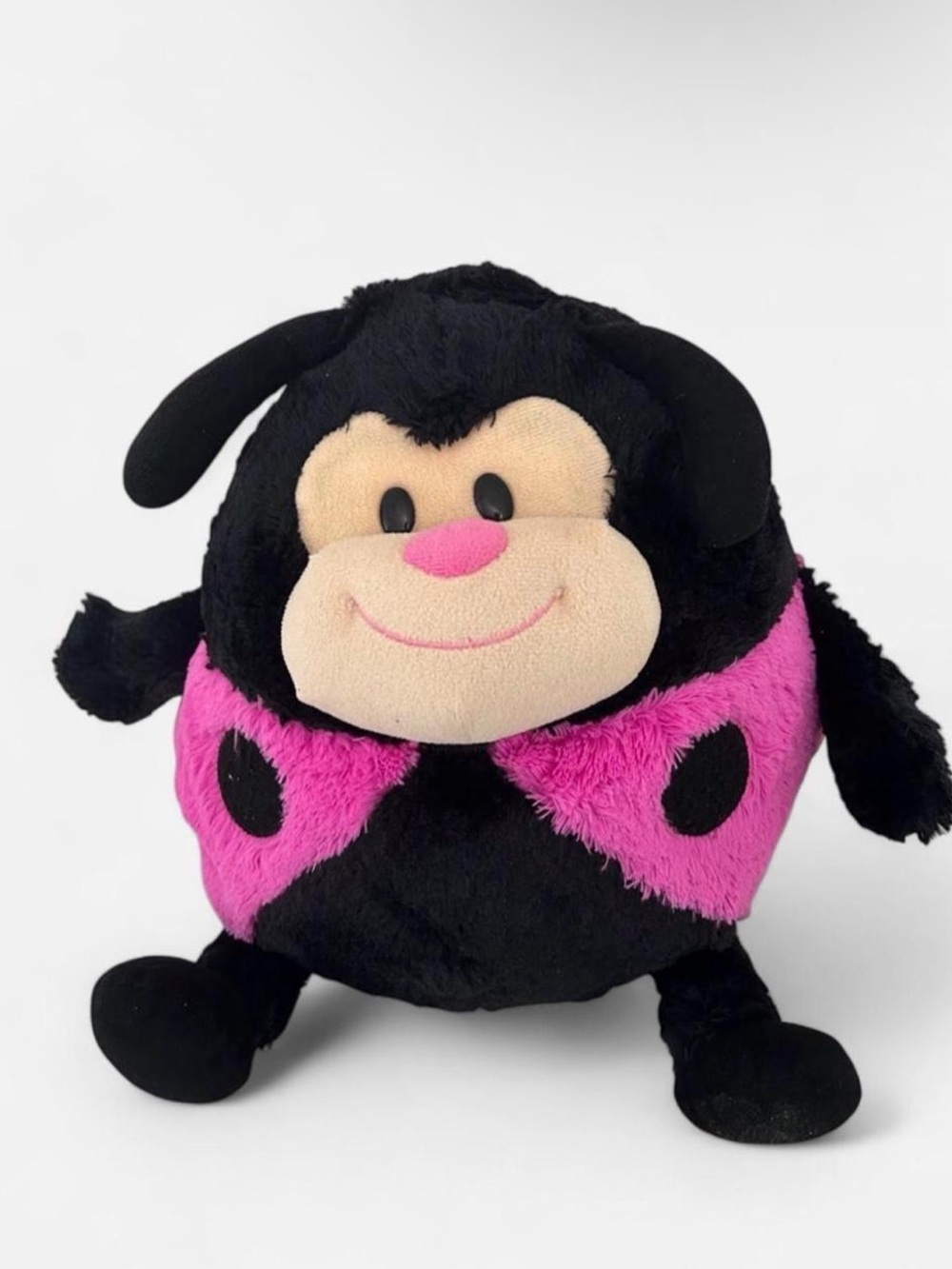 Mushable Pot Bellies Microbead Stuffed Black and Pink Ladybug Plush